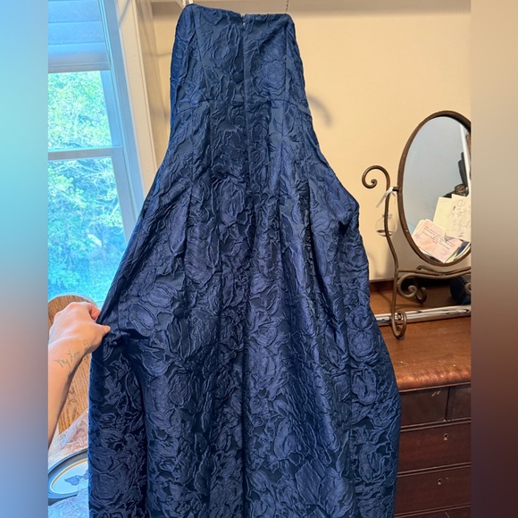 Sachin + Babi Navy Strapless Gown with Colorful Embroidery - Picture 10 of 12